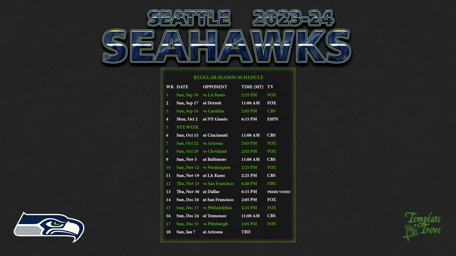 20232024 Seattle Seahawks Wallpaper Schedule
