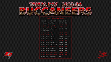 Tampa Bay Buccaneers 2023-24 Wallpaper Schedule