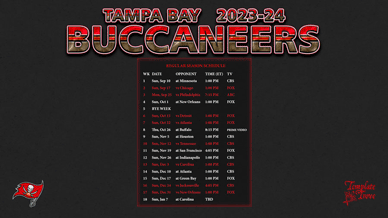 Tampa Bay Buccaneers 2023-24 Wallpaper Schedule