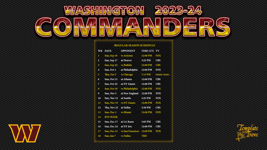 Washington Commanders 2024 Schedule Teri Margit