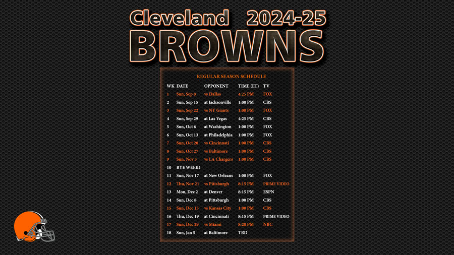 2024 2025 Cleveland Browns Wallpaper Schedule