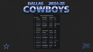Dallas Cowboys 2024-25 Wallpaper Schedule