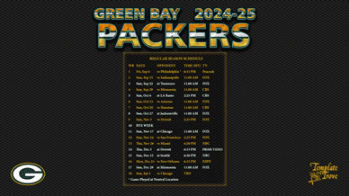 Green Bay Packers 2024-25 Wallpaper Schedule