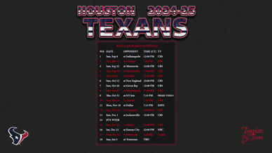 Houston Texans 2024-25 Wallpaper Schedule