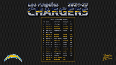 Los Angeles Chargers 2024-25 Wallpaper Schedule