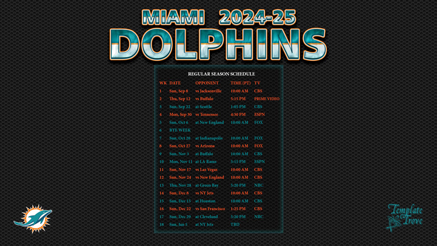 2024 2025 Miami Dolphins Wallpaper Schedule