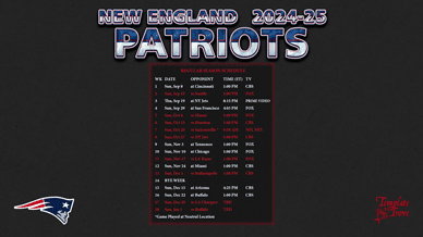 New England Patriots 2024-25 Wallpaper Schedule