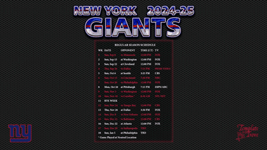 New York Giants 2024-25 Wallpaper Schedule