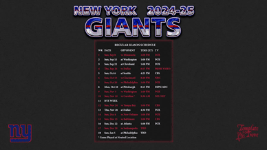 New York Giants 2024-25 Wallpaper Schedule