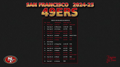 San Francisco 49ers 2024-25 Wallpaper Schedule