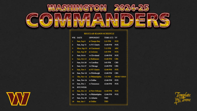 Washington Commanders 2024-25 Wallpaper Schedule