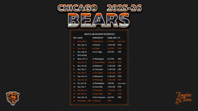 Chicago Bears 2025-26 Wallpaper Schedule