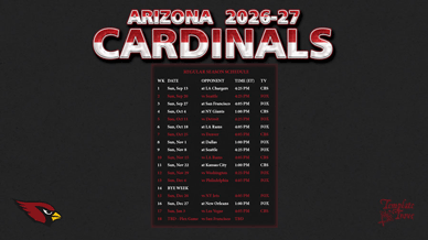 Arizona Cardinals 2026-27 Wallpaper Schedule