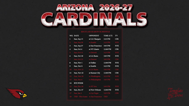Arizona Cardinals 2026-27 Wallpaper Schedule