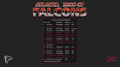 Atlanta Falcons 2026-27 Wallpaper Schedule