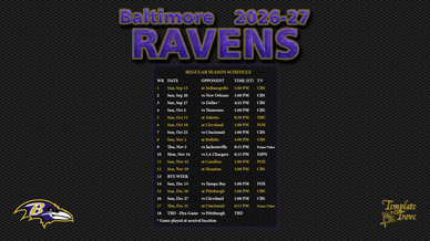 Baltimore Ravens 2026-27 Wallpaper Schedule
