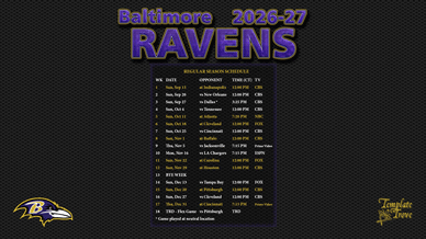 Baltimore Ravens 2026-27 Wallpaper Schedule