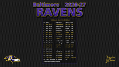 Baltimore Ravens 2026-27 Wallpaper Schedule