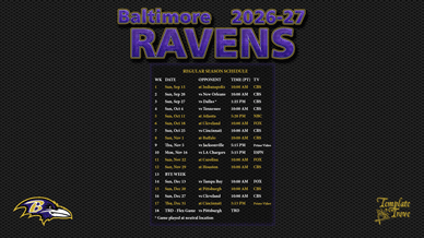 Baltimore Ravens 2026-27 Wallpaper Schedule