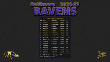 Baltimore Ravens 2026-27 Wallpaper Schedule