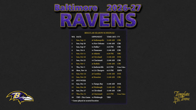 Baltimore Ravens 2026-27 Wallpaper Schedule