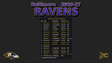 Baltimore Ravens 2026-27 Wallpaper Schedule