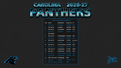 Carolina Panthers 2026-27 Wallpaper Schedule