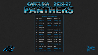 Carolina Panthers 2026-27 Wallpaper Schedule