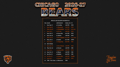 Chicago Bears 2026-27 Wallpaper Schedule