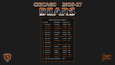 Chicago Bears 2026-27 Wallpaper Schedule