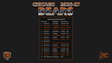 Chicago Bears 2026-27 Wallpaper Schedule