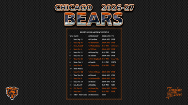 Chicago Bears 2026-27 Wallpaper Schedule