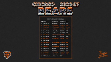 Chicago Bears 2026-27 Wallpaper Schedule