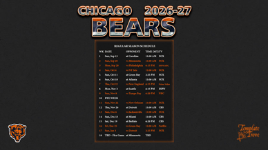 Chicago Bears 2026-27 Wallpaper Schedule
