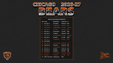 Chicago Bears 2026-27 Wallpaper Schedule