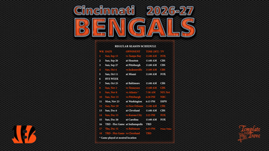 Cincinnati Bengals 2026-27 Wallpaper Schedule