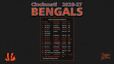 Cincinnati Bengals 2026-27 Wallpaper Schedule