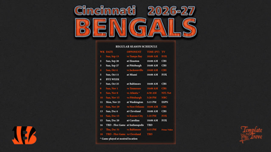 Cincinnati Bengals 2026-27 Wallpaper Schedule