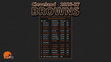 Cleveland Browns 2026-27 Wallpaper Schedule