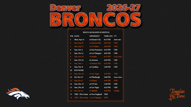 Denver Broncos 2026-27 Wallpaper Schedule