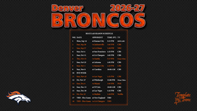 Denver Broncos 2026-27 Wallpaper Schedule