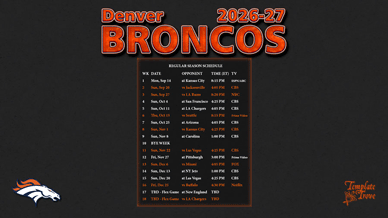 Denver Broncos 2026-27 Wallpaper Schedule