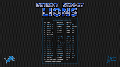 Detroit Lions 2026-27 Wallpaper Schedule