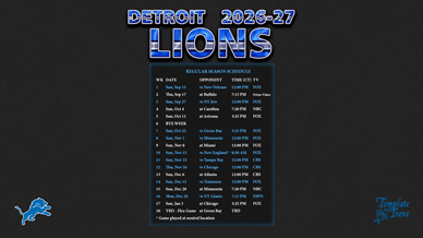 Detroit Lions 2026-27 Wallpaper Schedule
