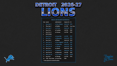 Detroit Lions 2026-27 Wallpaper Schedule