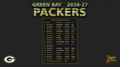 Green Bay Packers 2026-27 Wallpaper Schedule
