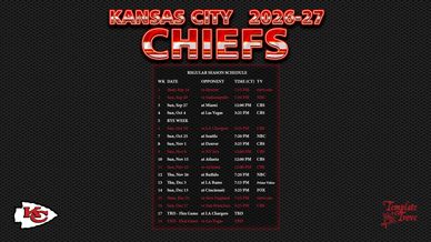 Kansas City Chiefs 2026-27 Wallpaper Schedule