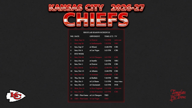 Kansas City Chiefs 2026-27 Wallpaper Schedule