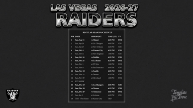 Las Vegas Raiders 2026-27 Wallpaper Schedule
