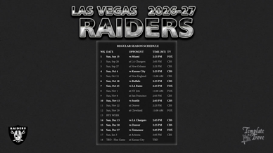 Las Vegas Raiders 2026-27 Wallpaper Schedule